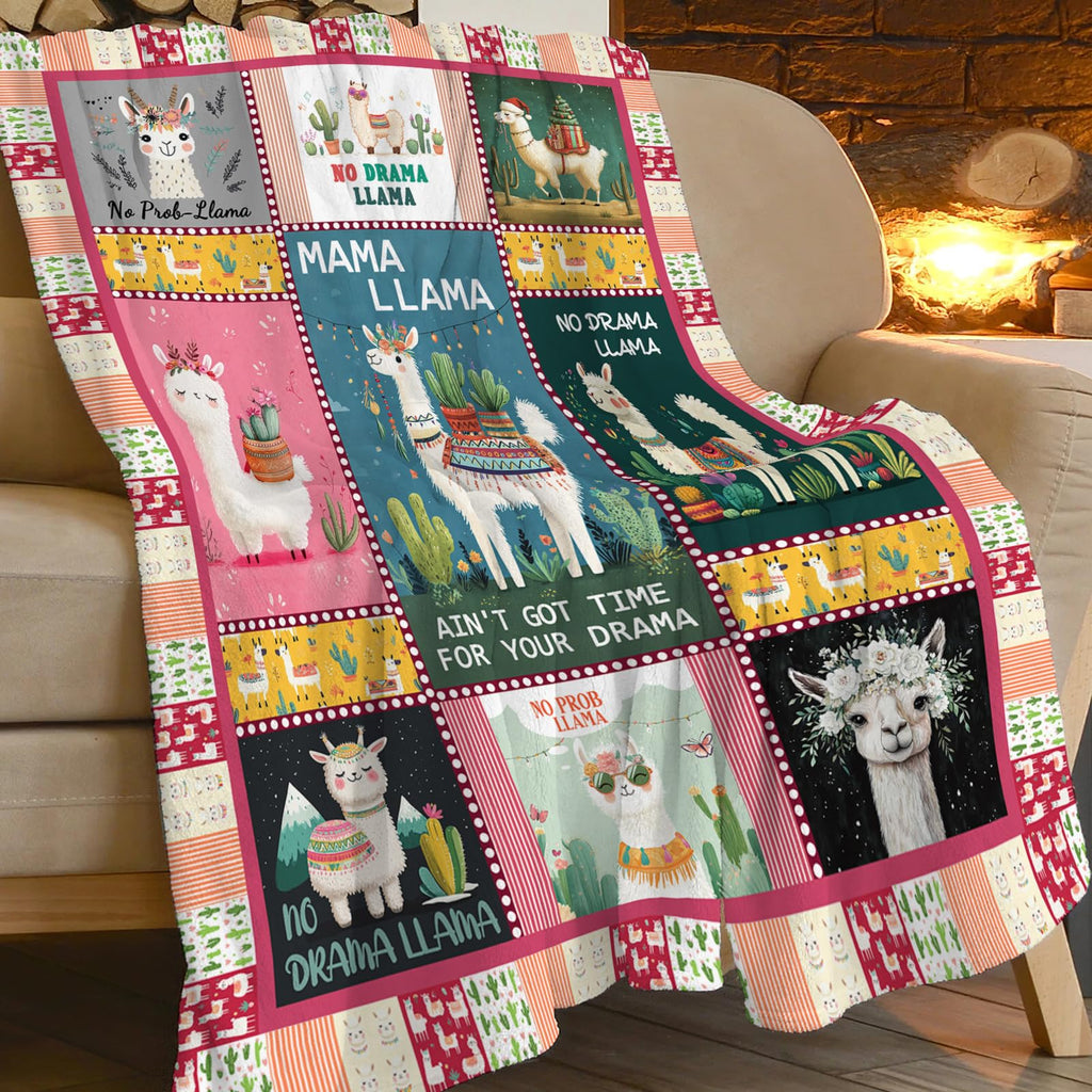 Llama Blanket, Alpaca Throw Blanket, Llama Tropical Gifts Blankets Stuff Fleece Flannel Plush for Girls Women Men Boys