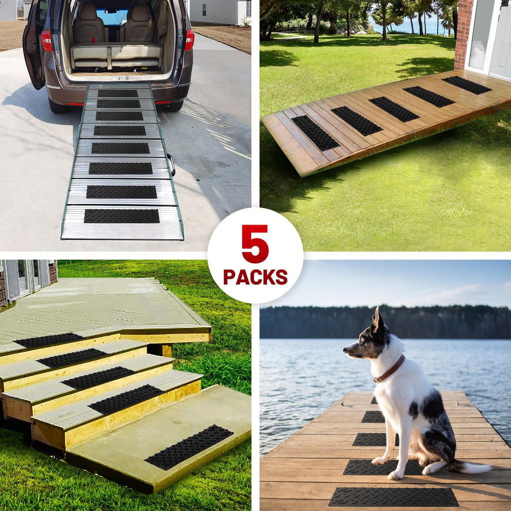 5 PCS Rubber Stair Tread for Wooden Steps, Skid Resistant Stair and Outdoor Stair, 15.5" x 4" 5 Packs Non Slip