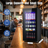 Beverage Refrigerator, 160 Can Freestanding Mini Fridge with Glass Door for Soda