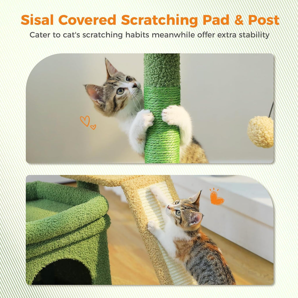 Cat Tree for Small Medium Cats, Green Cat Tower for Indoor Cats