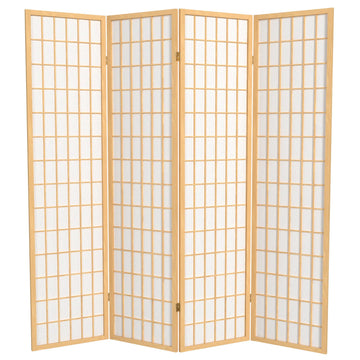 6 ft. Tall Window Pane Shoji Screen - Natural - 4 Panels