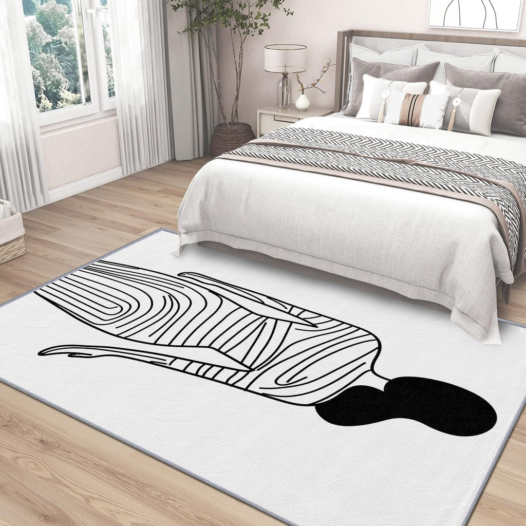 Woman Female Body Rug Indoor - - Modern Line Art Washable Non Slip Low Pile Small Rug, Abstract Minimalist