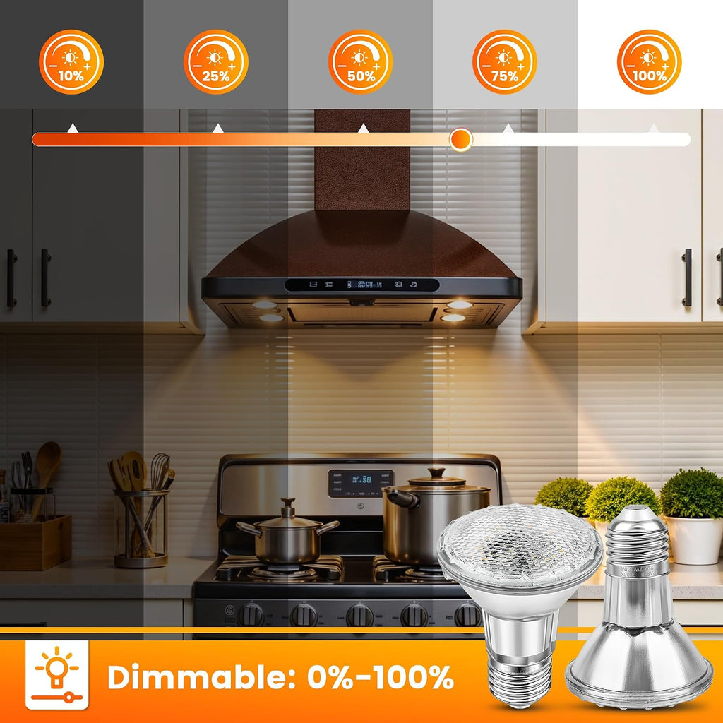 Par20 LED Bulbs, 7W 120V, 2700K, E26 Base, Dimmable, 2 Pack