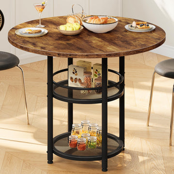 Dining Table, Round Dining Table for 2, 31.5" Kitchen Table for Small Spaces, Farmhouse Small Dining Room Table