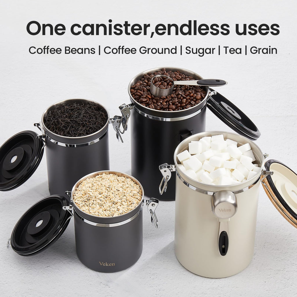 Coffee Canister, Airtight Stainless Steel Food Storage Container,16OZ