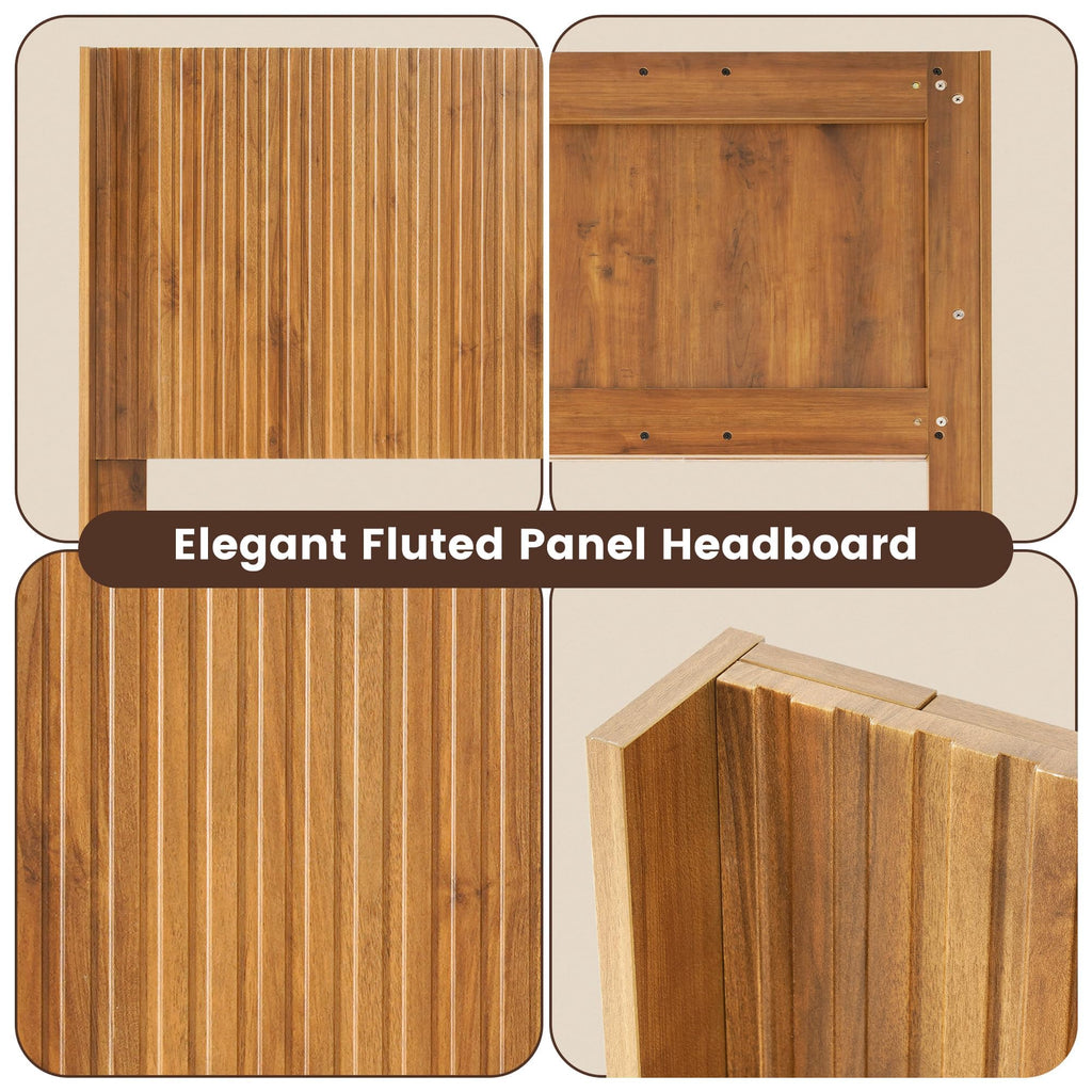 Fluted Headboard Only, 80" Antique Oak Wall Mount