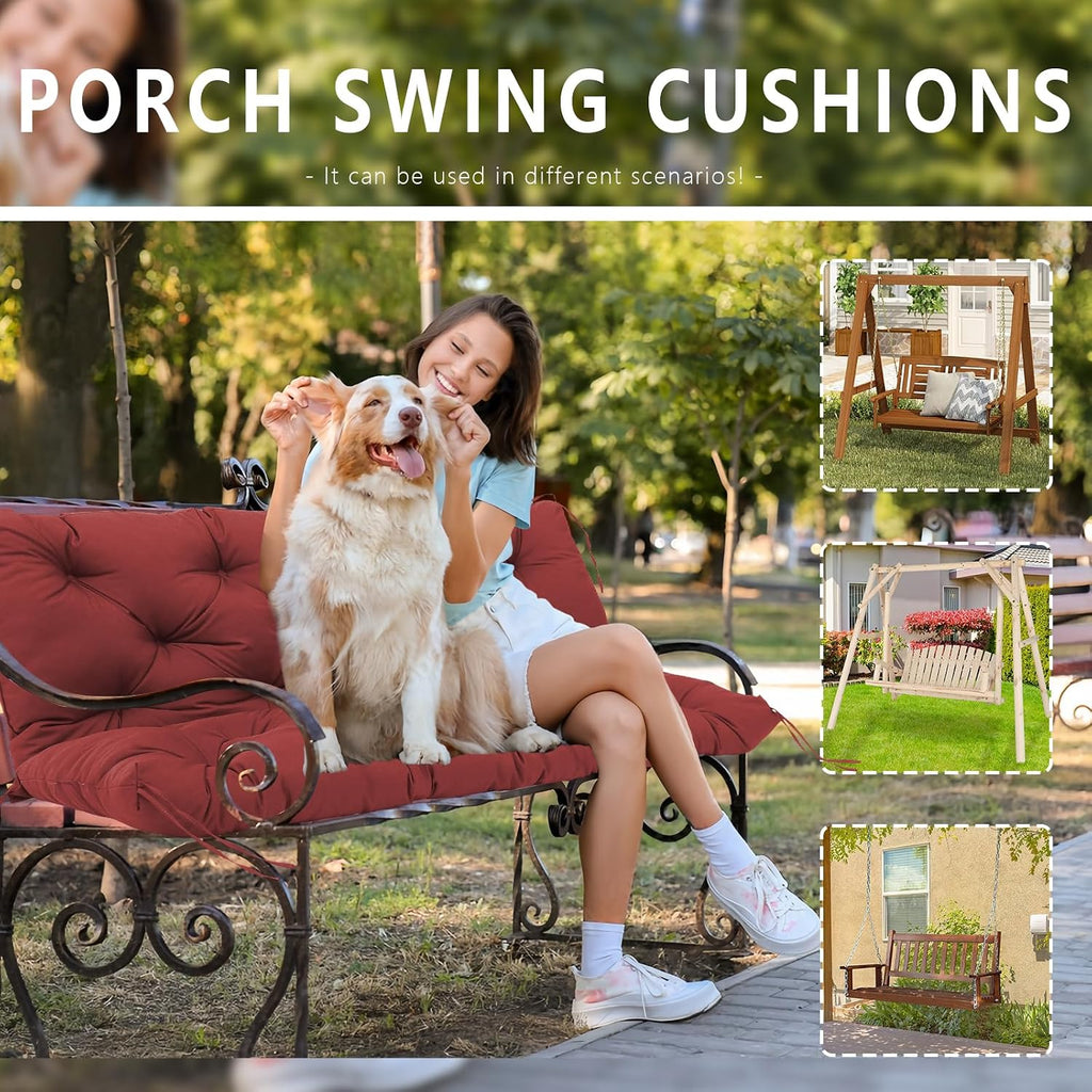 5" Thick Outdoor Porch Swing Cushions 60" Waterproof 2 Seater | PP Cotton & Memory Foam Fill, Fade Resistant, with