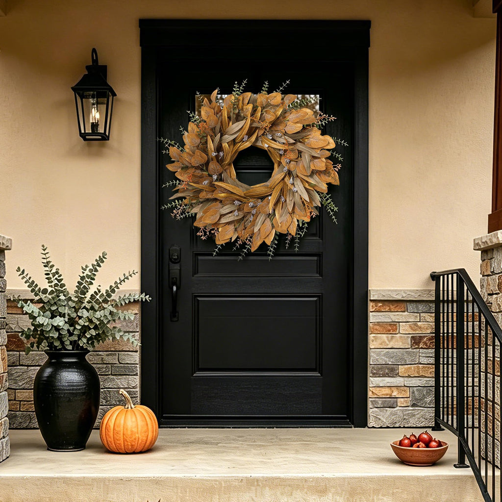26'' Fall Wreath with Eucalyptus & Berries for Front Door Outdoor Decor