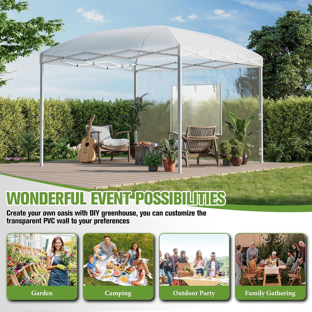 10x10x8.5 FT Portable Walk-in Greenhouse, Indoor Outdoor | Spacious plant shelter helps protect vegetables, flowers
