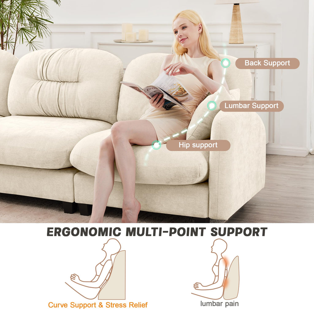 Cloud Couches, Modular Sectional Sofa, 140" U-Shape Beige