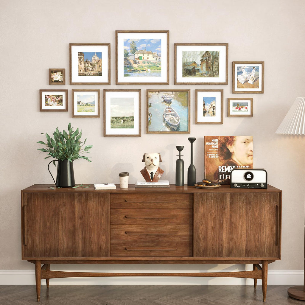 9x9 Picture Frames 4 Pack Brown Solid Wood Square Frames