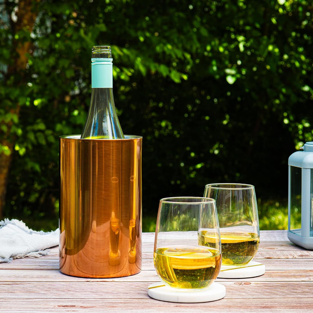 Wine Chiller for Bottles (Copper) - Champagne Bucket, Elegant Wine Bottle Chiller and Champagne Cooler, Insulated