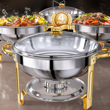 Chafing Dishes for Buffet Set: 100% Pre-Installed Chafers Warmers Sets