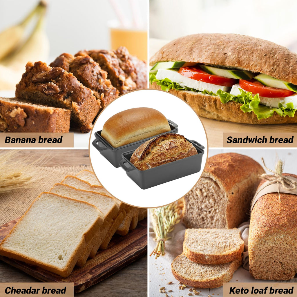 9×5 Inch Cast Iron Loaf Pan with Lid | Bread Baking Pan | Even Heat Distribution made Bread, Cake, and Meatloaf | 2