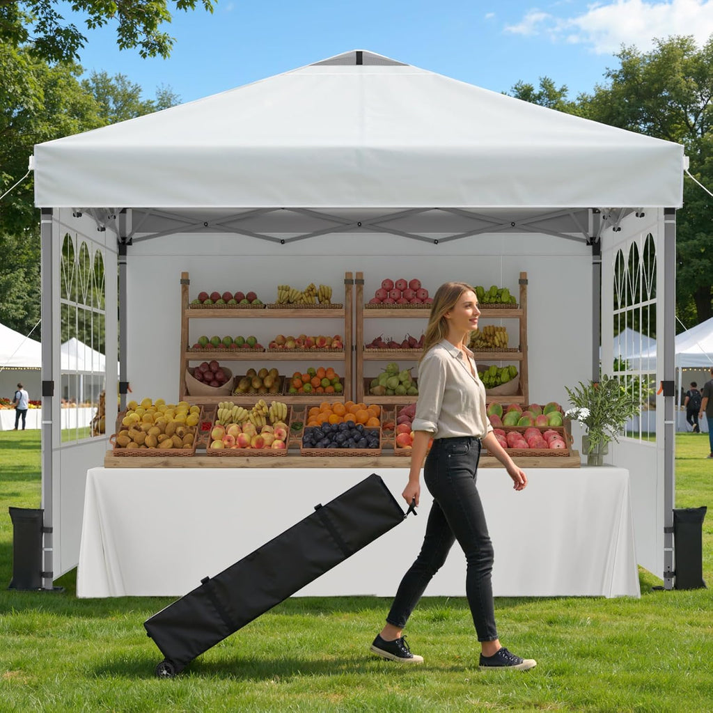 Pop Up Canopy Tent with Sidewalls, 10x10ft 10 Person Party Tent One Push Setup