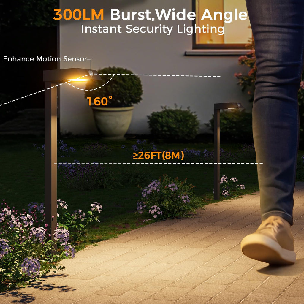 Solar Pathway Lights, 8 Pack Metal Motion Sensor Outdoor Lights