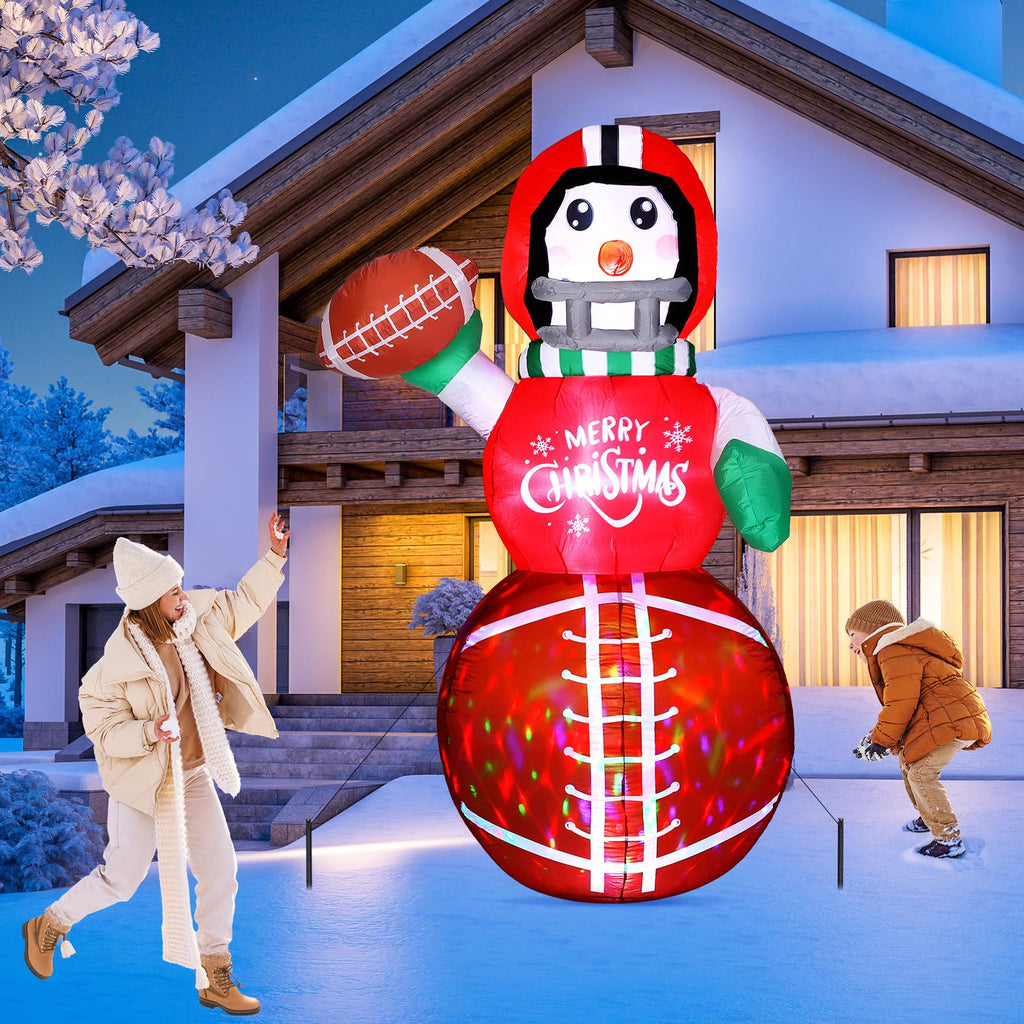 6.5 ft Christmas Inflatables Snowman, Football Snowman