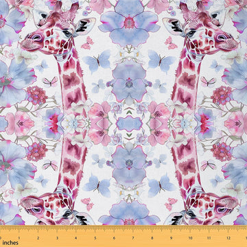 Cute Giraffe Fabric By The Yard Decorative Soft