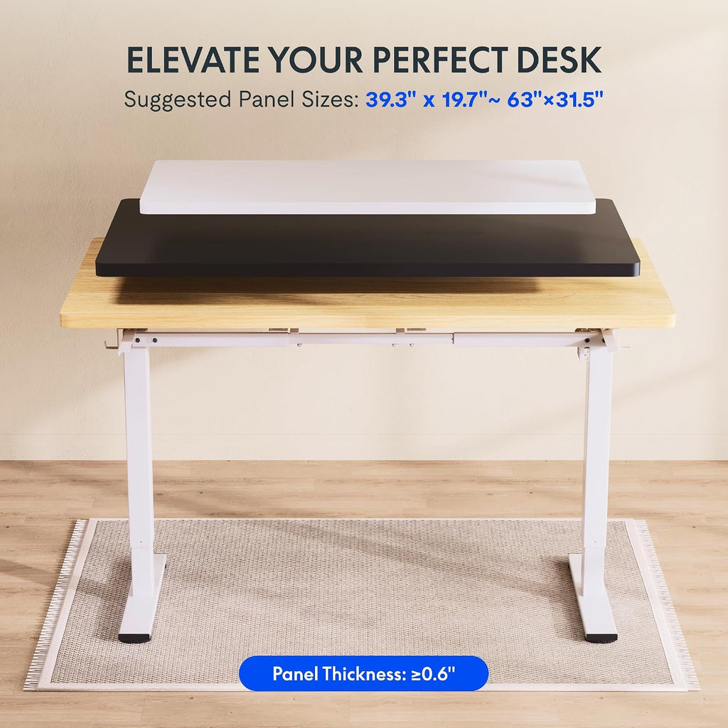 EN1 Height Adjustable Standing Desk Frame, White | Memory Controller, Electric Sit Stand Desk Base, Home and Office