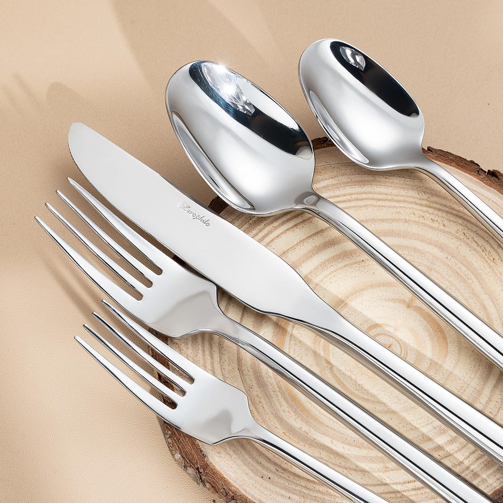 Silverware Set, Flatware Set with Hexagon Handle 20 Pieces 18/0 Stainless Steel Cutlery Set for 4 Mirror