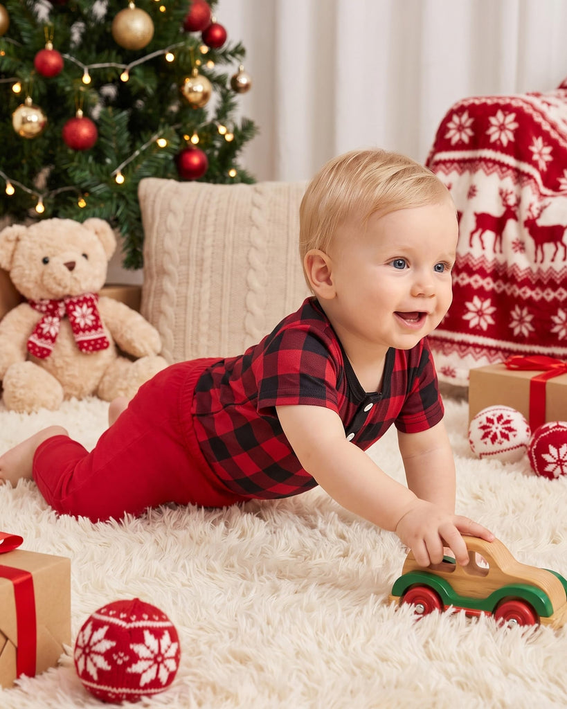 Newborn Christmas Outfit Boy 6-Piece Soft Bodysuits and Pants Sets
