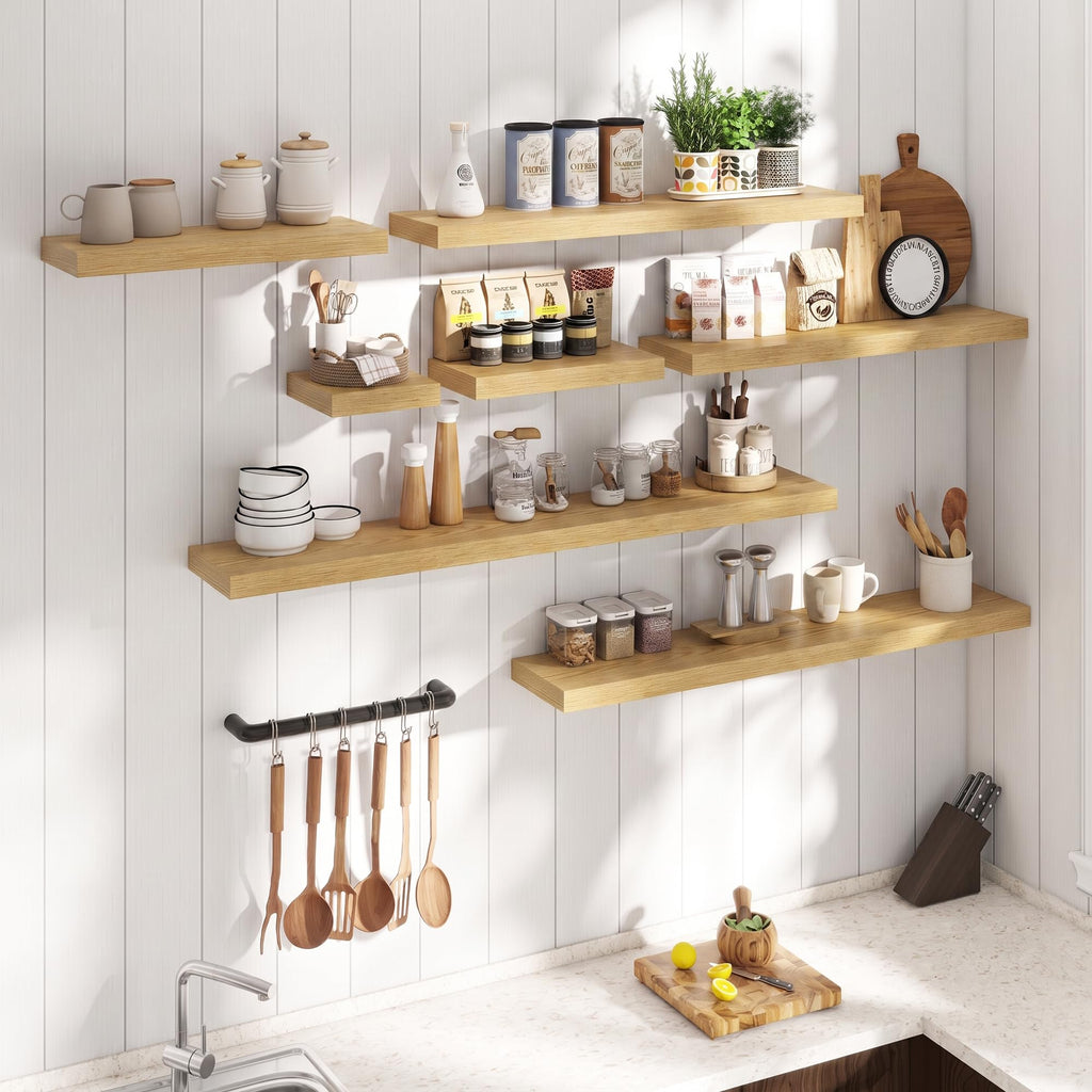 48 Inch Floating Shelves for Wall 2 Pack, 8"D Wood Gra Shelves