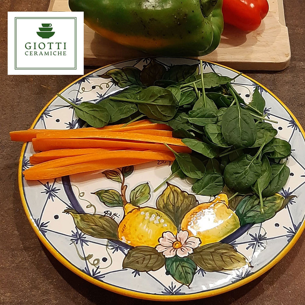 Hand-Painted Italian Ceramic Dinnerware Set - Service for 4 - Vibrant Ischia Lemon Design - Authentic Tuscan Pottery