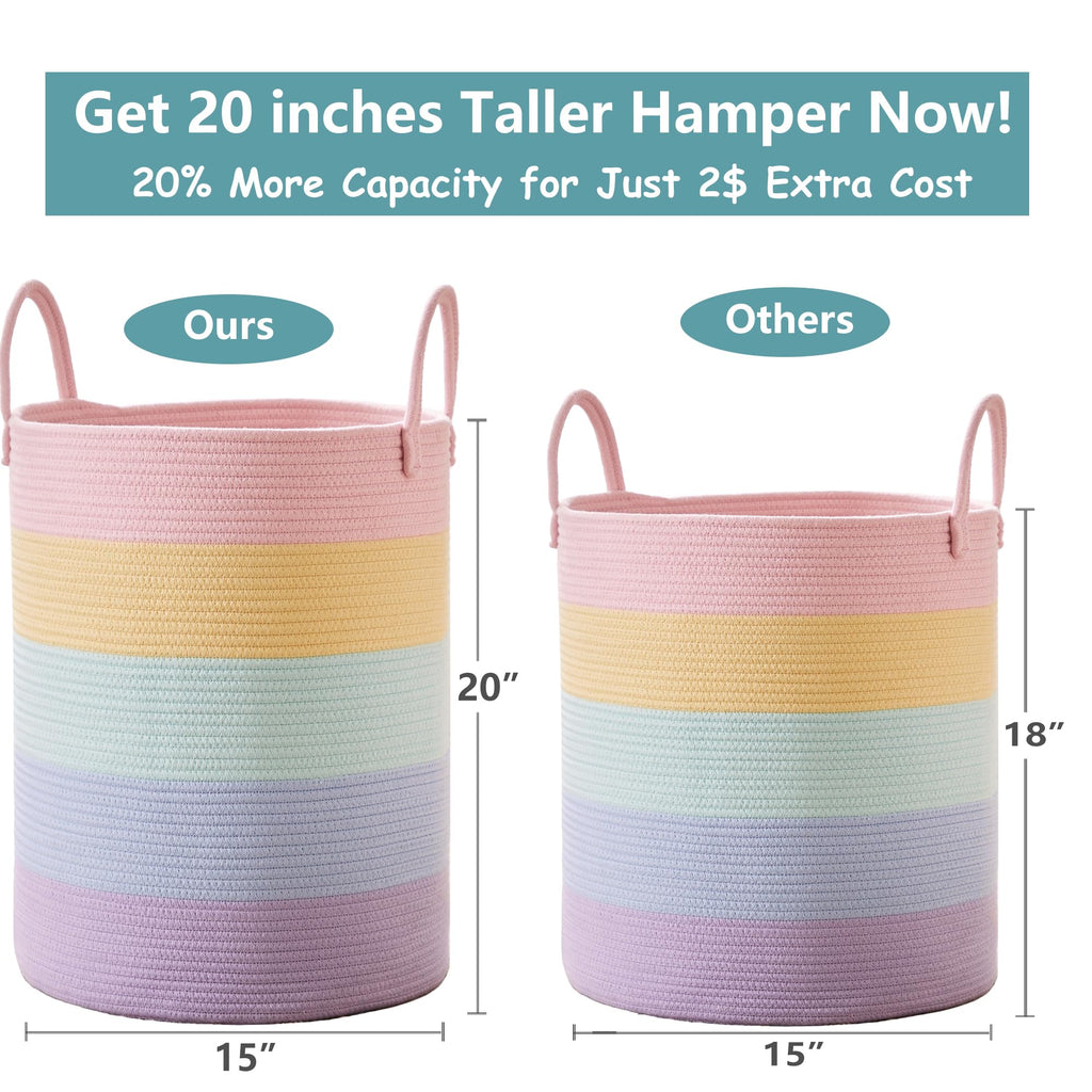 Rainbow Laundry Basket Baby Girls Kids Hamper 15Dx20H inches