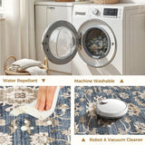 8ft Round Area Rugs for Living Room: Non-Slip Washable Vintage Soft Large Circle Rug - Soft Low Pile