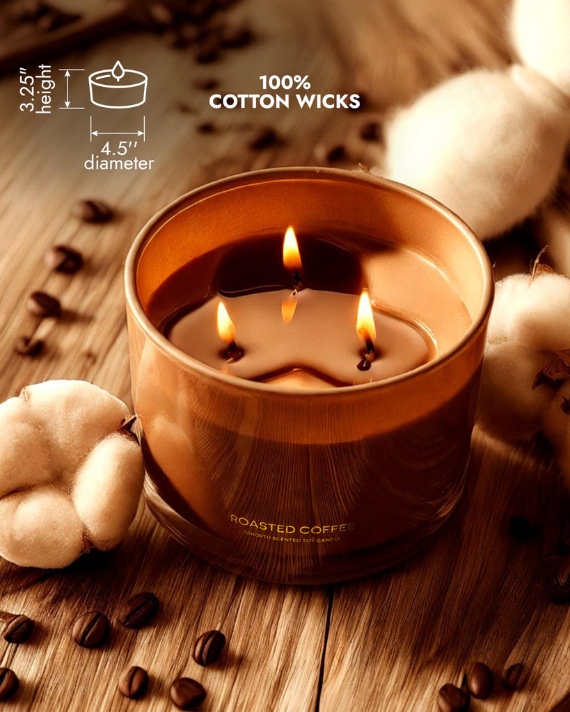 Luxury Coffee Soy Candle | Large 3 Wick Jar Candle | Up to 40 Hours Burning Time | 100% Natural Soy Wax