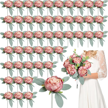 Artificial Peonies Flowers, 4'' - Dusty Pink - Set of 50