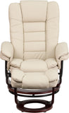 Modern Reclining Swivel Lounge Chair and Ottoman — Beige