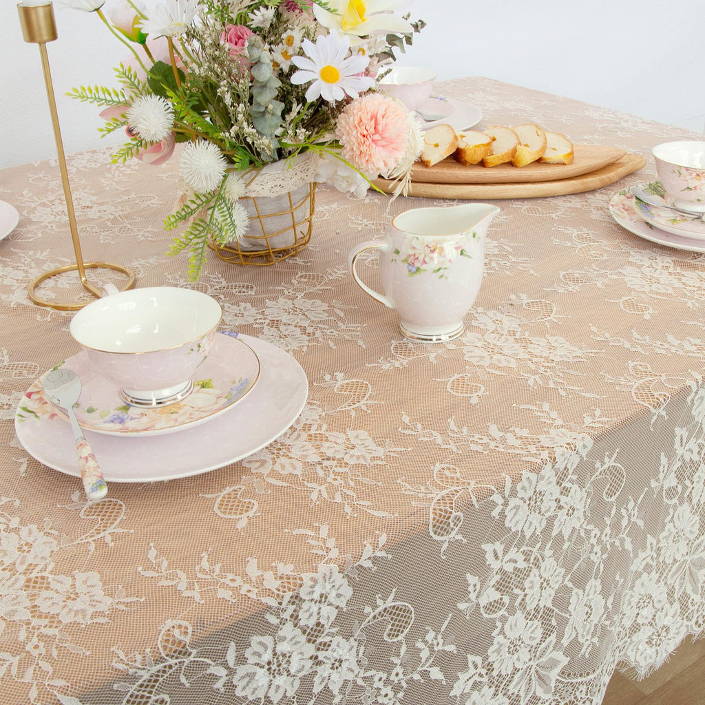 Lace Tablecloth 5 Pack Ivory Wedding Table Cloth 60 x 120 Inch