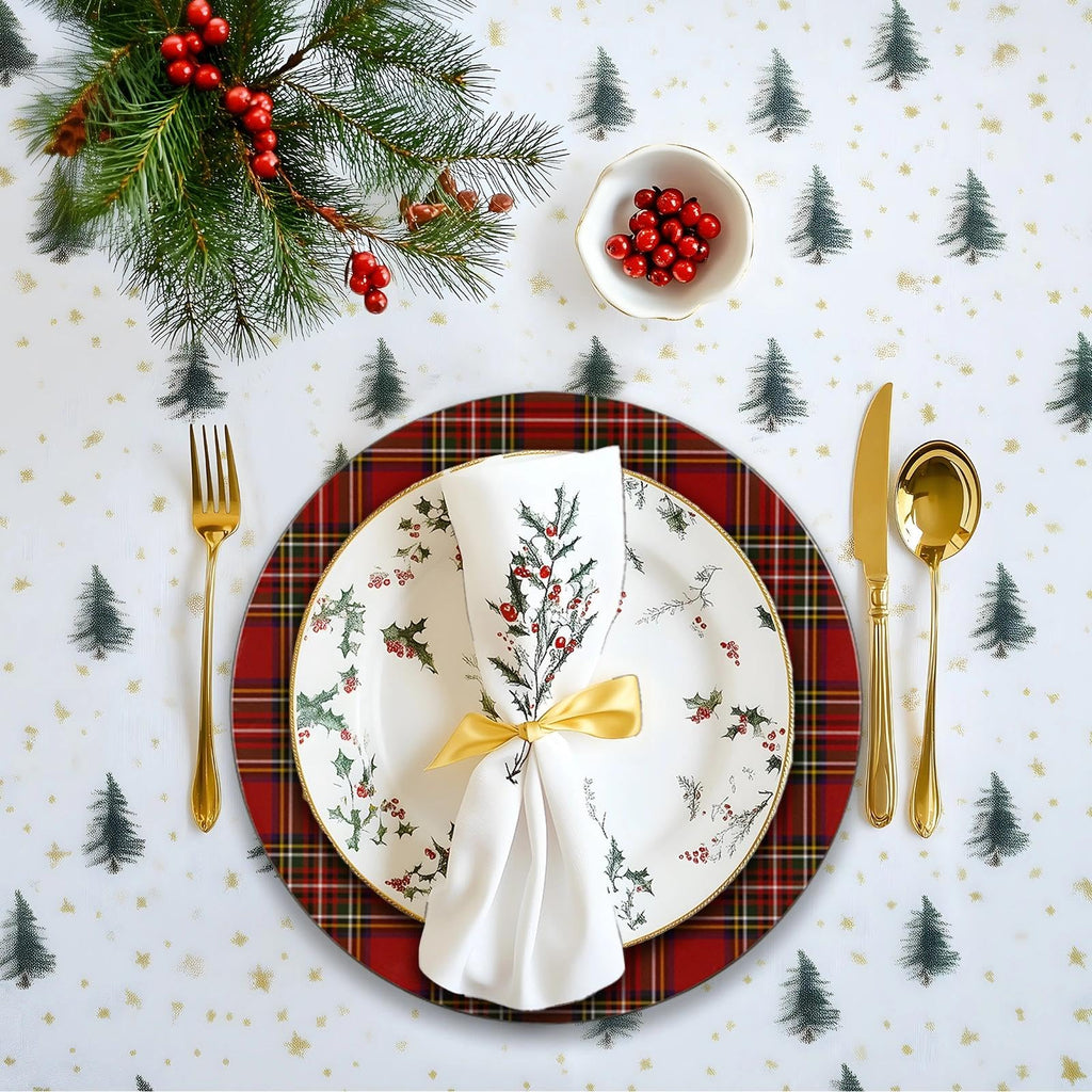 13" Red Charger Plates Set of 6, Round Christmas Plate Chargers