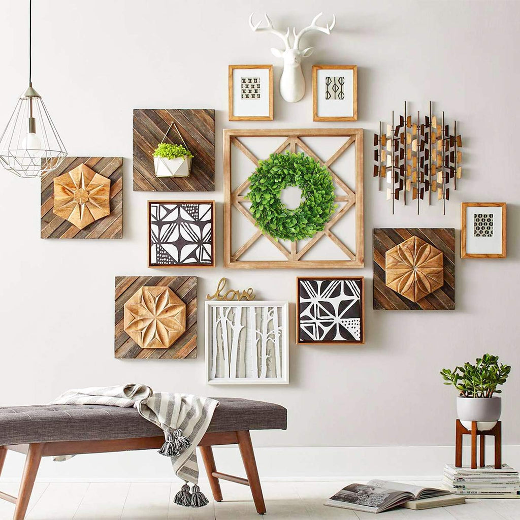 Artificial Boxwood Wreath - 11" Mini Green Wreath for Wall, Window, Table Decoration - Set of 2