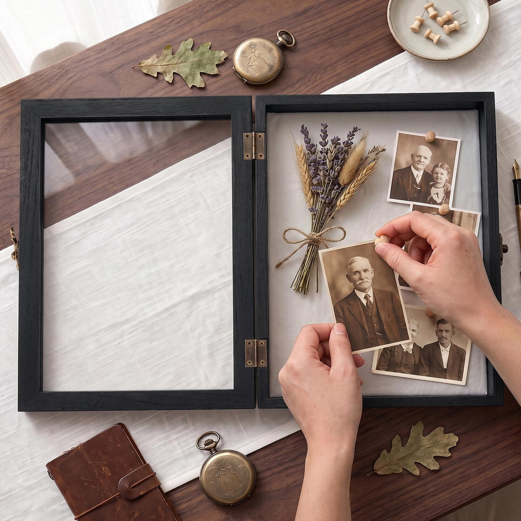 Small Shadow Box 5x7 Memory Display Case Wood icture Frame Black