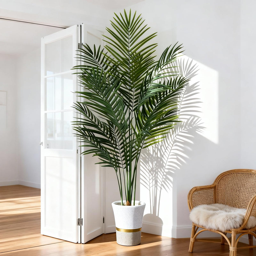 Artificial Palm Tree Indoor 5ft, Large Fake Tropical Areca Palm Tree with 13 Trunks, Faux Dypsis Lutescens Floor