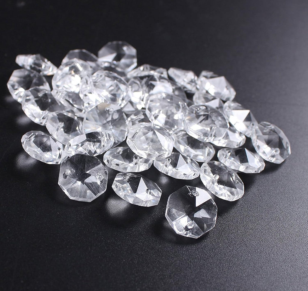 12Pcs38mm Clear Crystal Teardrop Chandelier Prisms Parts Hanging Galss Crystal Pendants Beads +50pcs Metal Split Ring