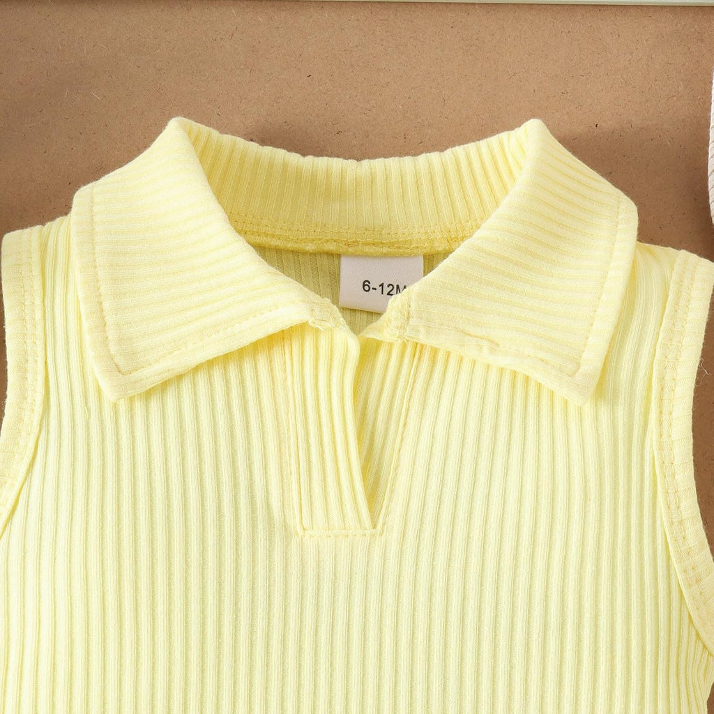 Girls Outfits& Set Toddler Baby Infant Girls Solid Sleeveless Ribbed Tops Vest Pleated