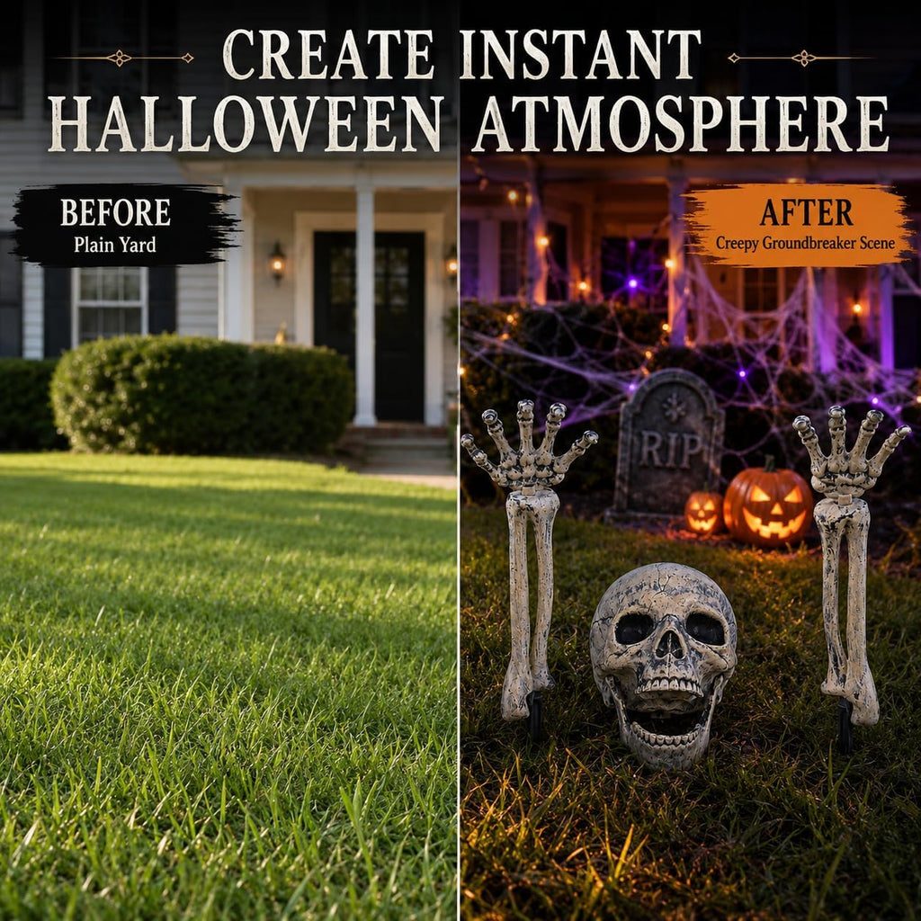 Skeleton Groundbreaker, Skull Stakes for Halloween Decorations Outdoor - Set of 3