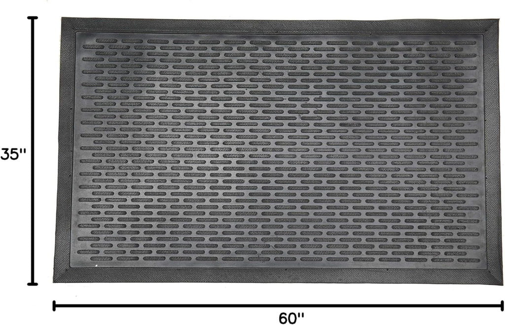 Waterproof Rubber Outdoor Doormat - Heavy-Duty Non-Slip Rubber Floor Mat with Ridge Scraper Pattern, All-Weather