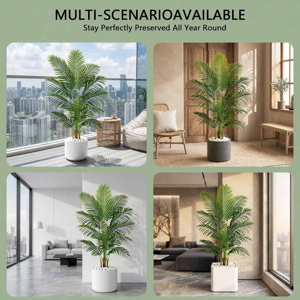 5FT Artificial Palm Tree, Realistic Tropical Fake Plants Indoor