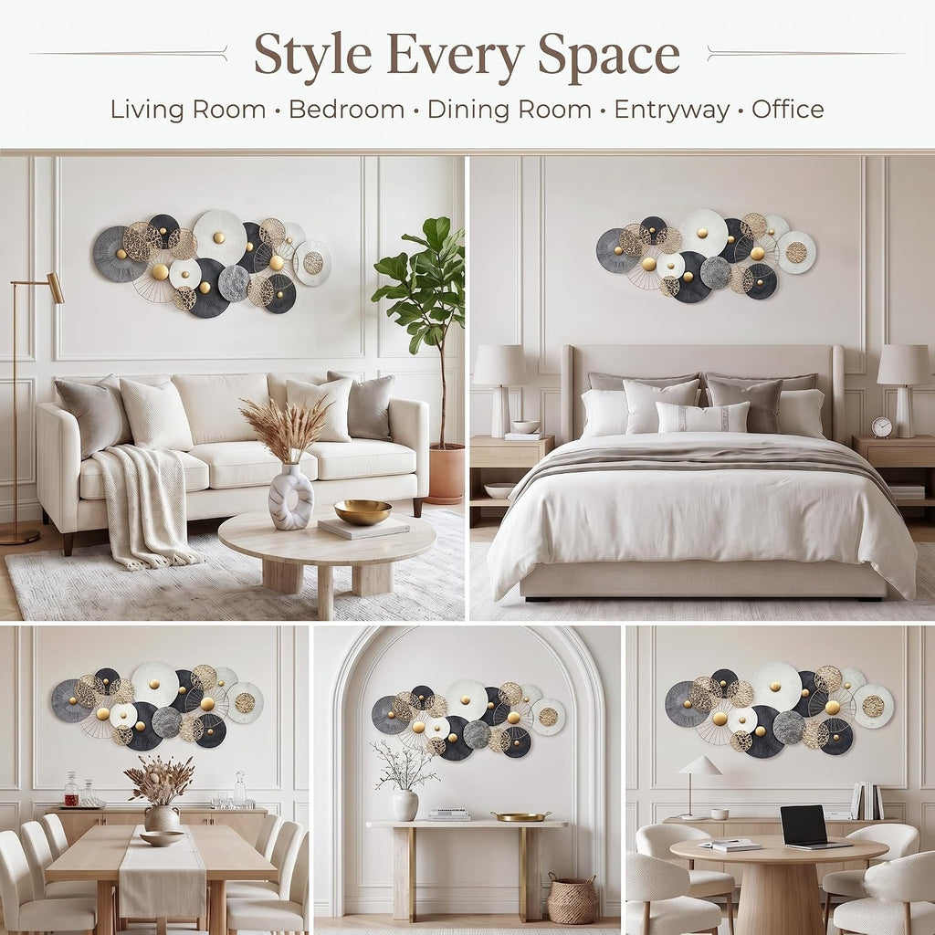 55x24in Large Metal Wall Art Decor,3D Disc Design