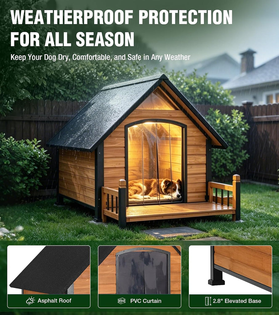 Extra Large Dog House Outdoor with Reinforced Iron Frame