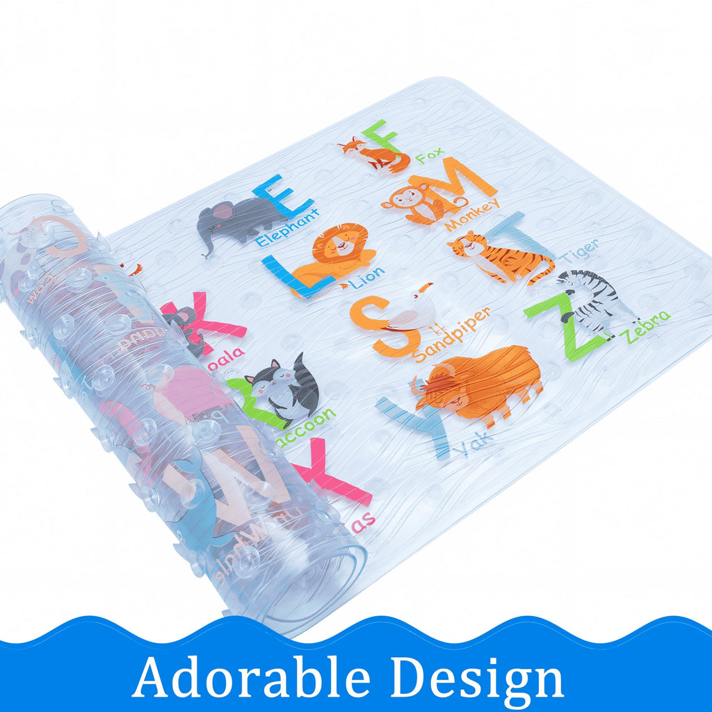Kids Bath Mat for Tub, Non-Slip Toddler Bathtub Mat (Alphabet)