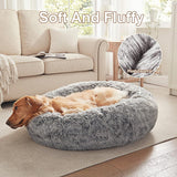 36 inches Donut Dog Bed for Large Dogs - Calming Fluffy Round Pet Bed with Removable & Washable Cover,Fits up to 80