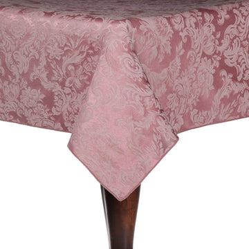 Miranda 54 x 54-Inch Square Damask Tablecloth English Rose Pink