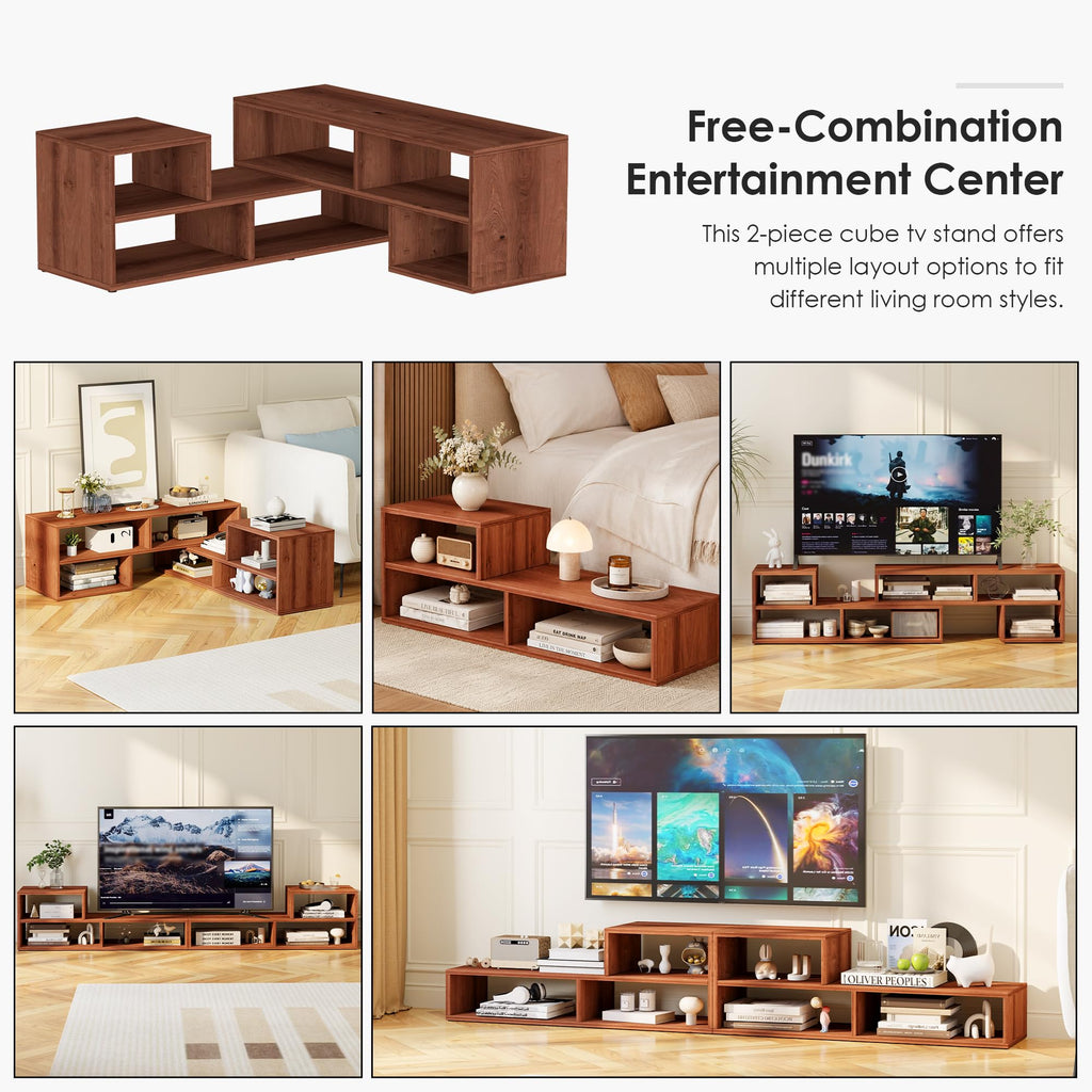 Low-Profile TV Stand, 2-Piece L-Shaped Entertainment Center