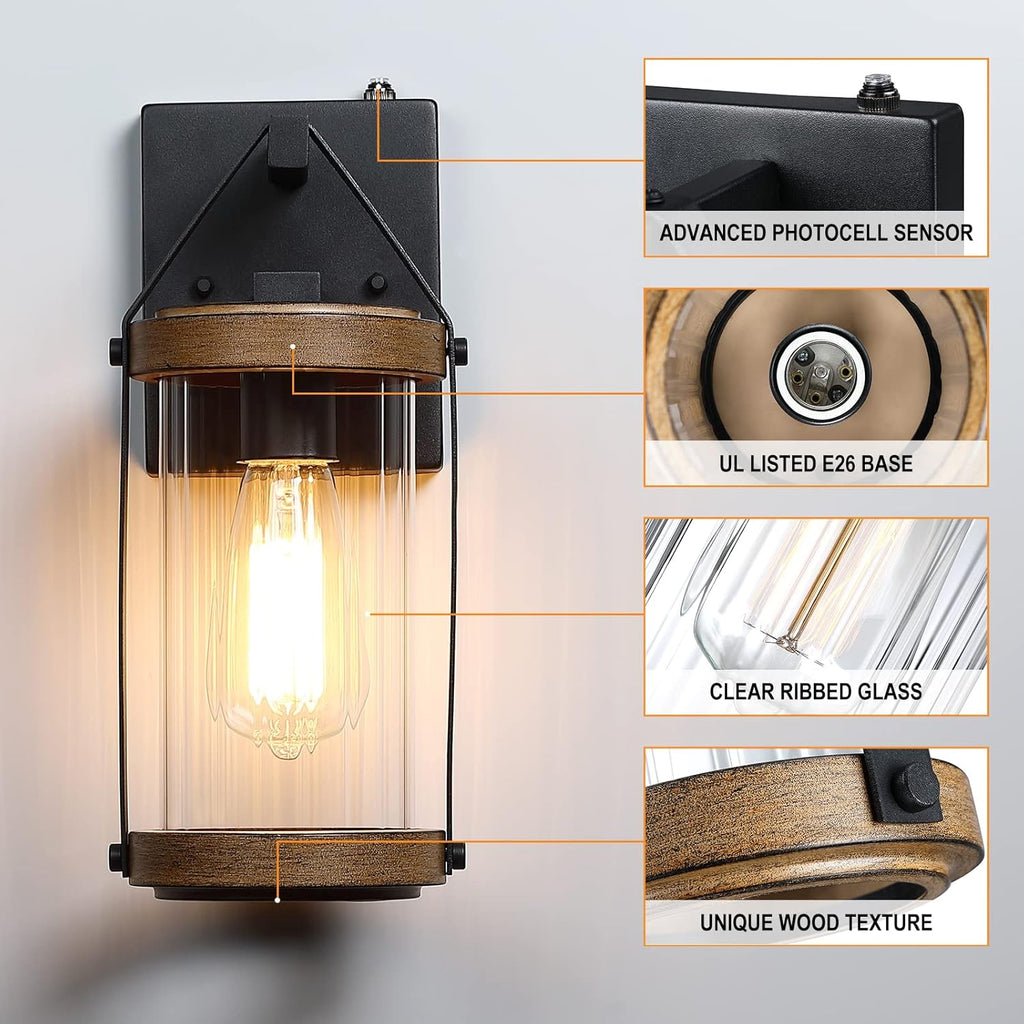 Dusk to Dawn Sensor Outdoor Wall Sconce Lighting Anti-Rust Exterior Porch Light Fixtures Farmhouse Front House Lantern