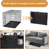 Dog Crate - 36 Inch Medium Double Door Portable Dog Cage, Metal Wire Pet Kennel with Secure Lock, Leak-Proof Pan Tray